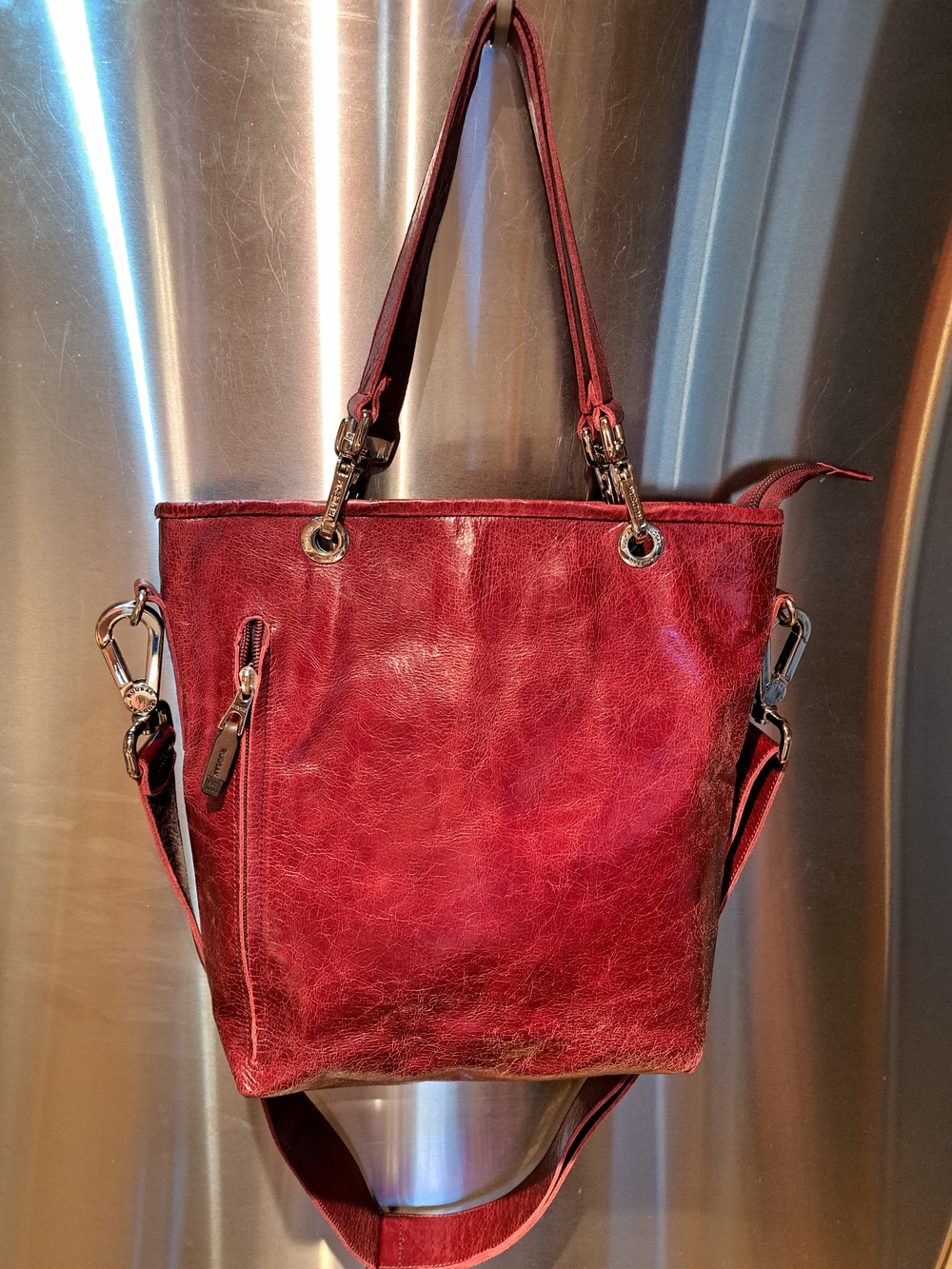 RUDSAK Burgundy Leather Shoulder Tote